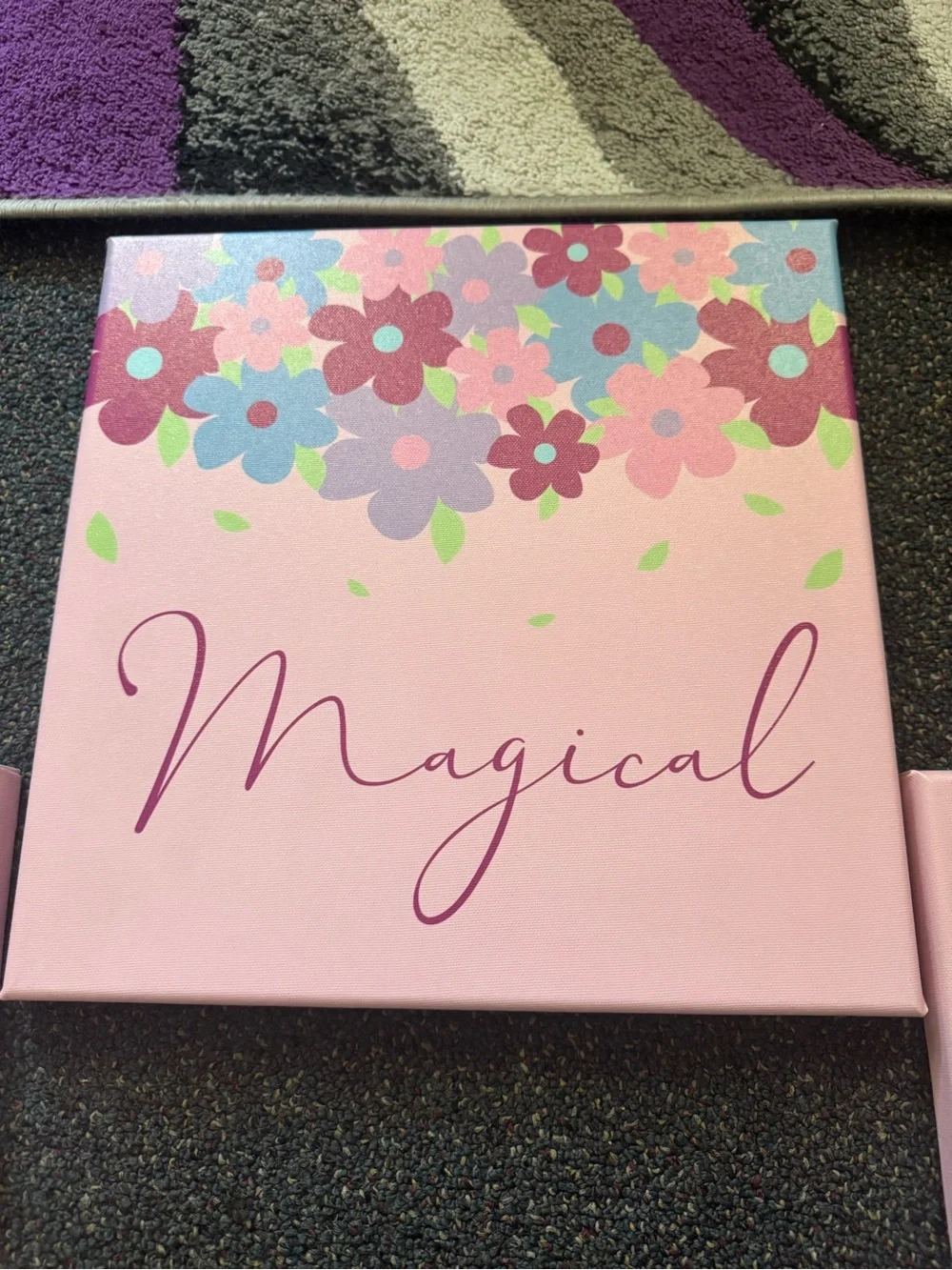 Pink Unicorn Wall Art Trio - Magical Floral Canvases